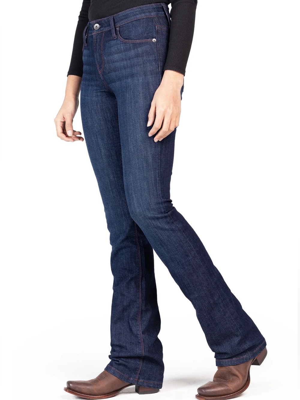 HAALA Westerly Straight Jeans Burgundy Stitch